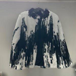 New W/O tags faux fur black and white coat